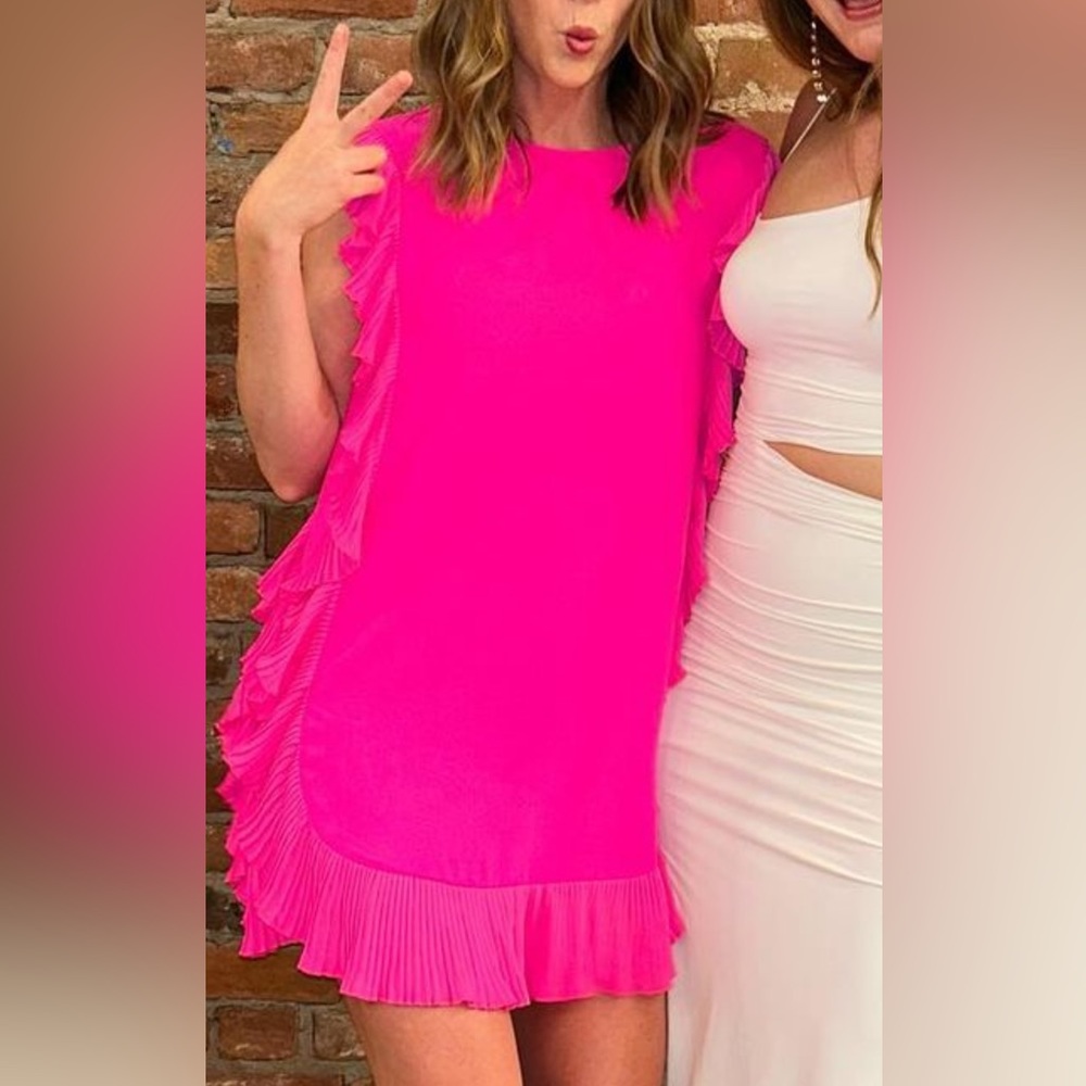 Hot Pink mini dress.